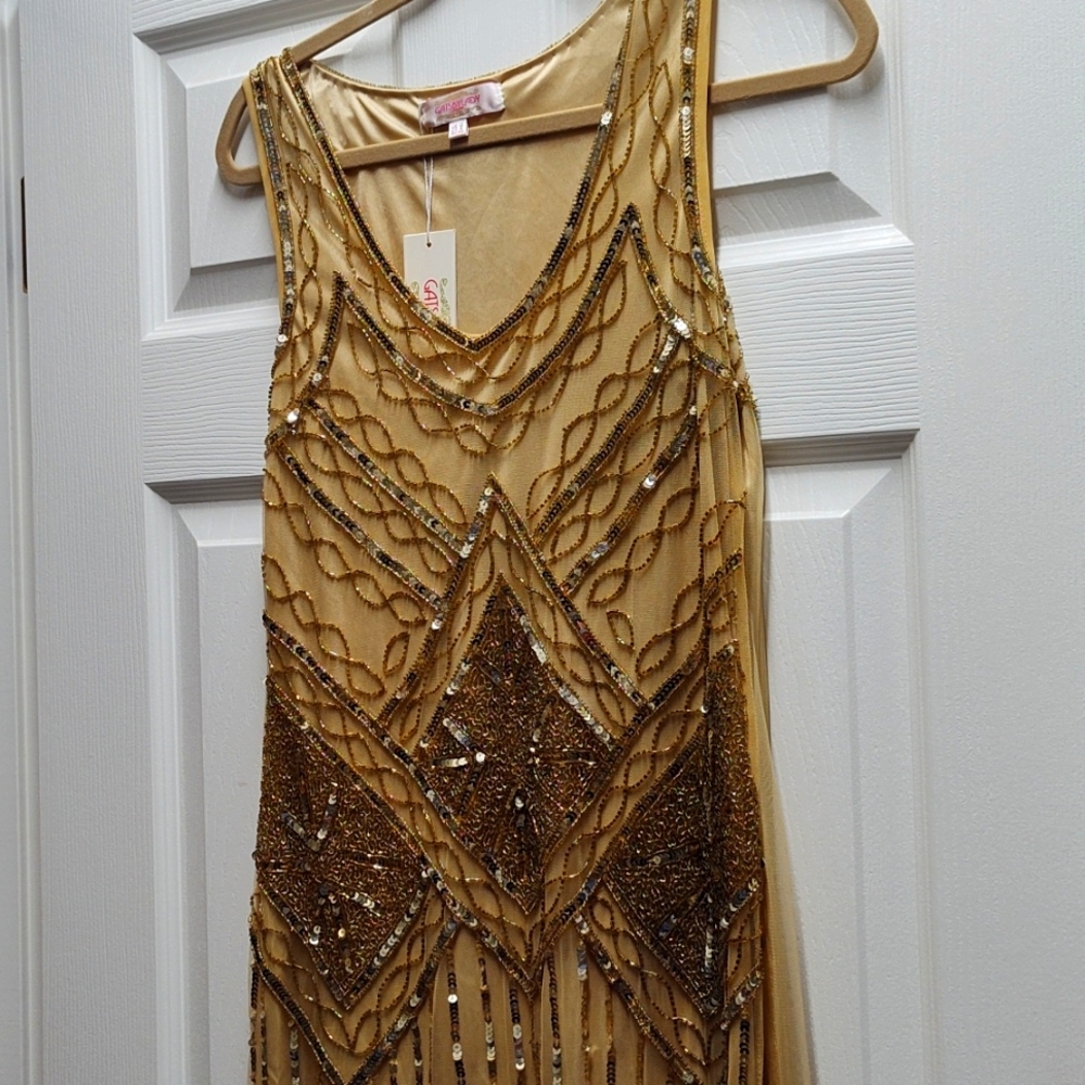 flapper dress Gatsby Lady London Gold 8 SMALL
